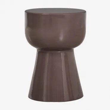 Mesa Auxiliar Para Jardim Redonda Ø35 Cm Em Dolomita Kaly Castanho Chocolate - Sklum