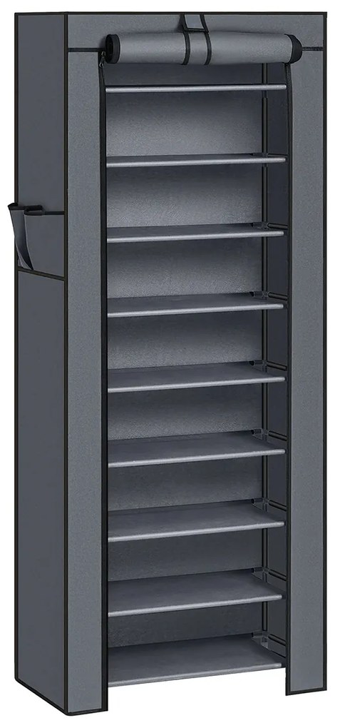 SONGMICS Sapateira de 10 níveis com capacidade para até 27 pares de sapatos, organizador de armazenamento independente, 58 x 28 x 160 cm, cinza RXJ10G