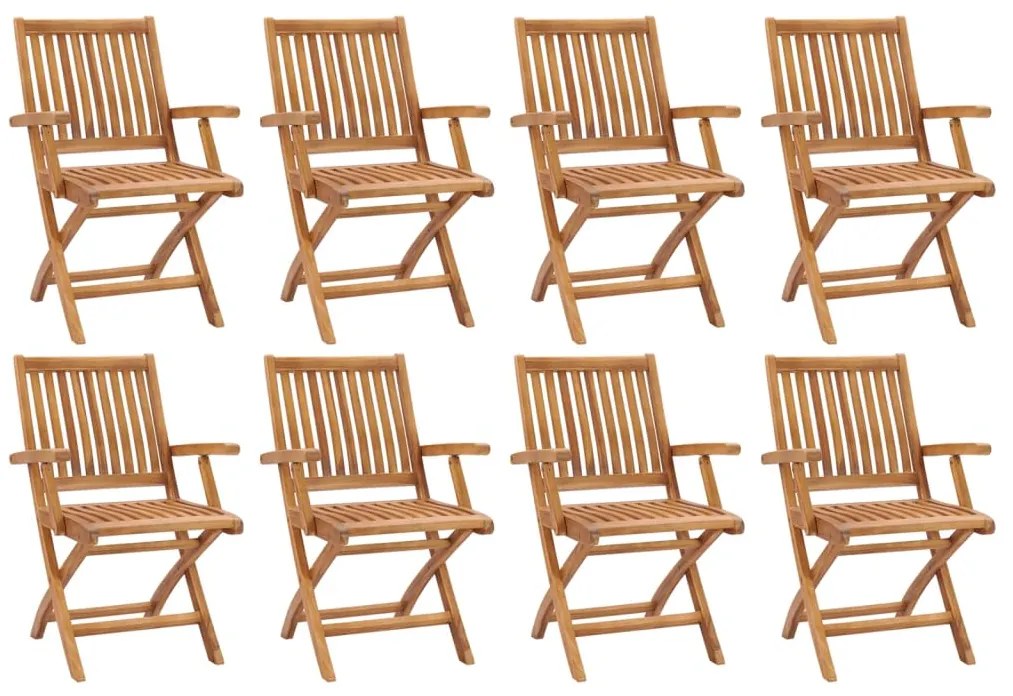 vidaXL Cadeiras de jardim dobráveis 8 pcs madeira de teca maciça