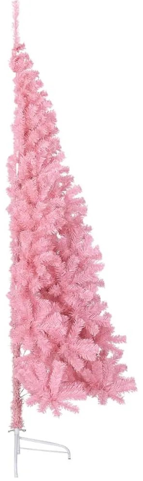 Meia árvore de Natal artificial com suporte 180 cm PVC rosa