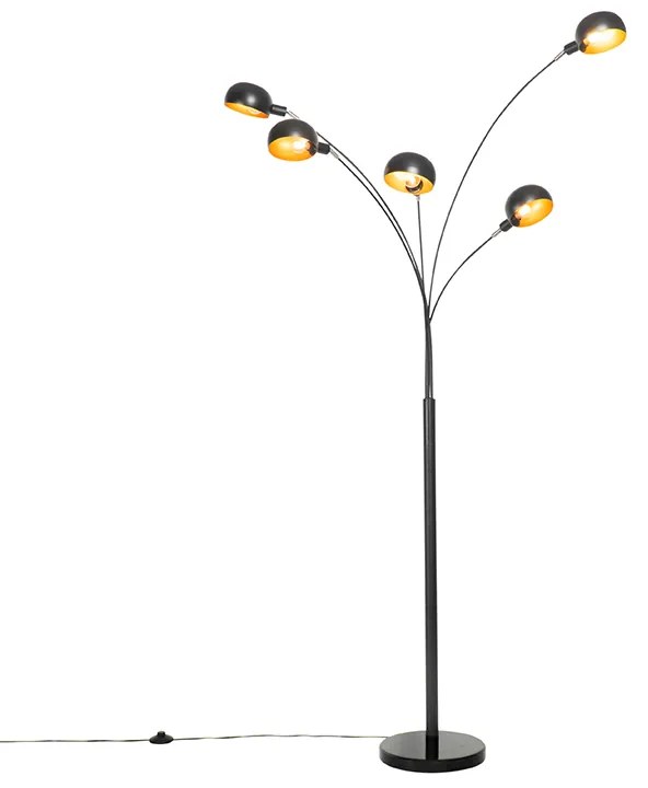Candeeiro de pé design preto com dourado 5 luzes - Sixties Marmo Design