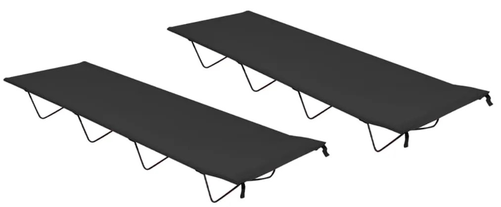 vidaXL Camas de campismo 2 pcs 180x60x19 cm tecido oxford e aço preto