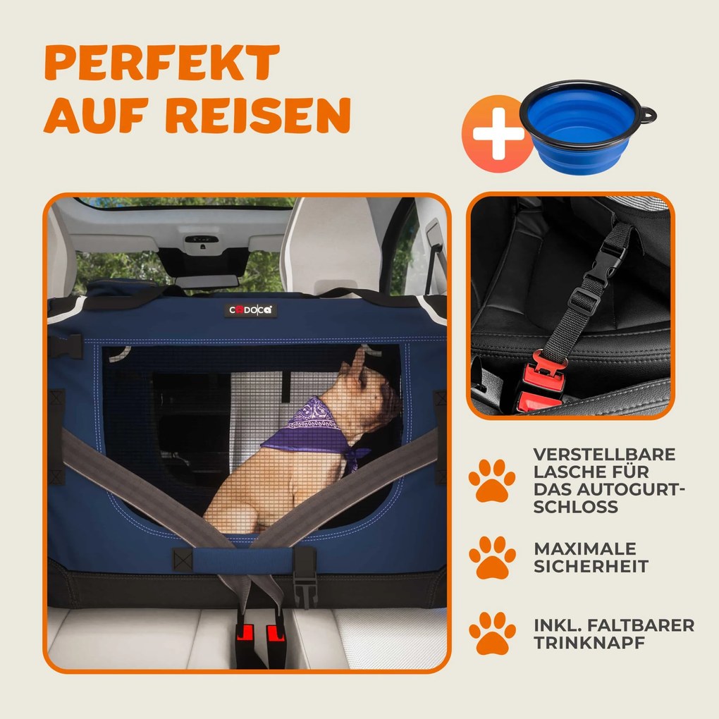 Transportadora para cães dobrável L 70x52x50cm azul