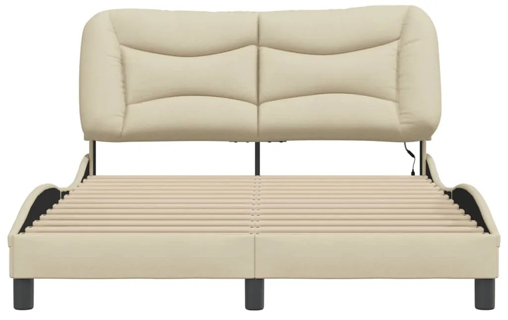 Estrutura de cama com LED sem colchão 140x190 cm tecido creme