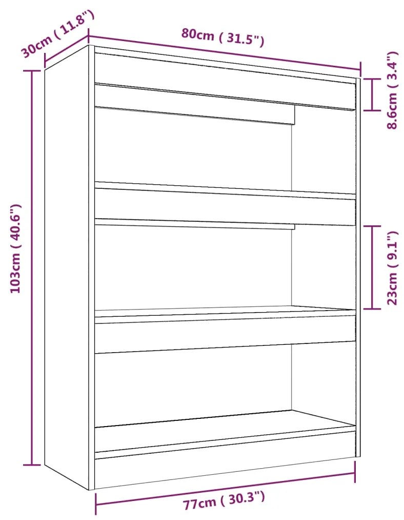 Estante/divisória madeira processada 80x30x103 cm branco