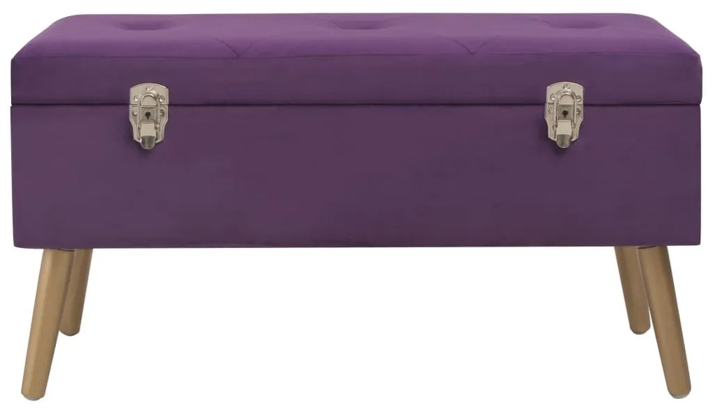 Banco com compartimento de arrumação 80 cm veludo roxo