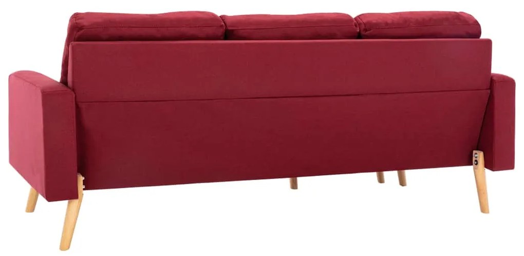 Sofá de 3 lugares com apoio de pés tecido vermelho tinto