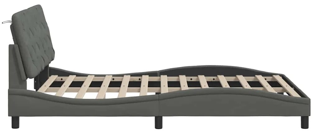 Estrutura de cama sem colchão 140x200 cm tecido cinzento-escuro