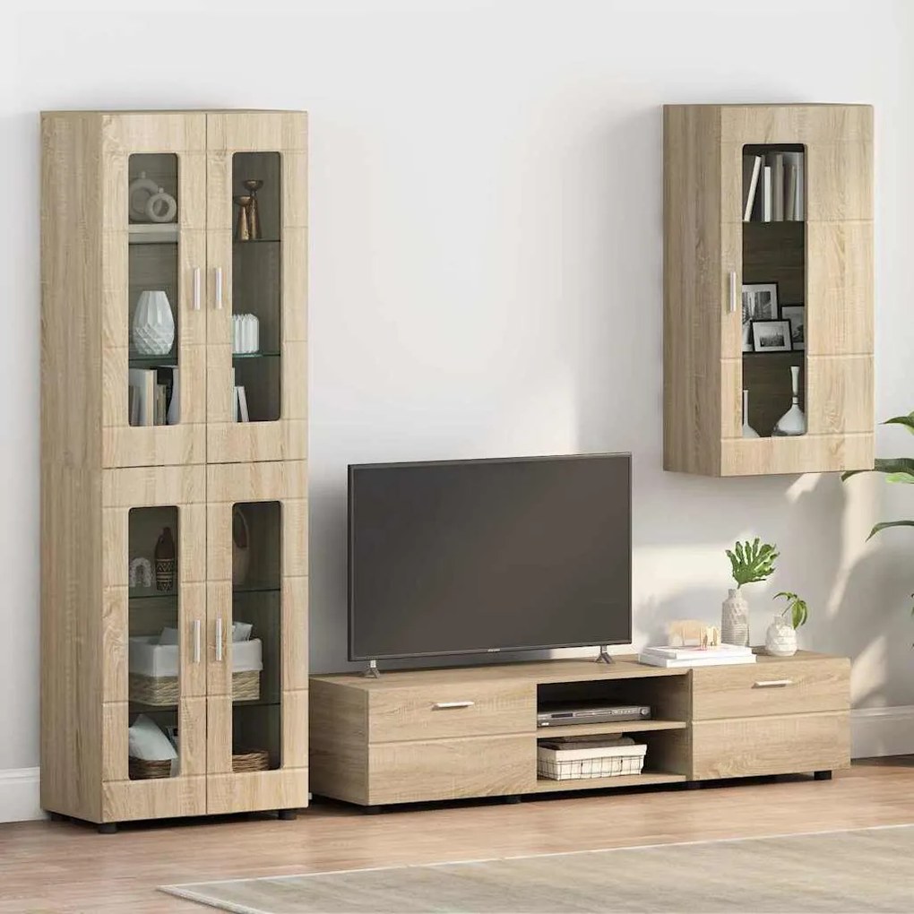 vidaXL Estante de Parede com porta Carvalho sonoma 55 x 29 x 100 cm