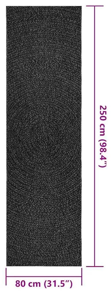 Tapete ZIZUR antracite 80x250cm aspeto juta interior exterior