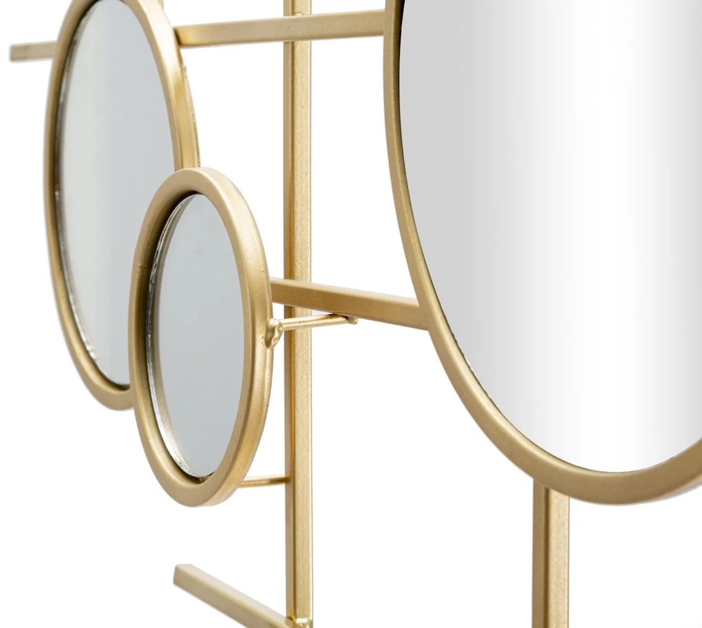 ESPELHO DE PAREDE GLOXY 117X4,5X61 CM (ESPELHO Ø 18-13-8 CM) DOURADO