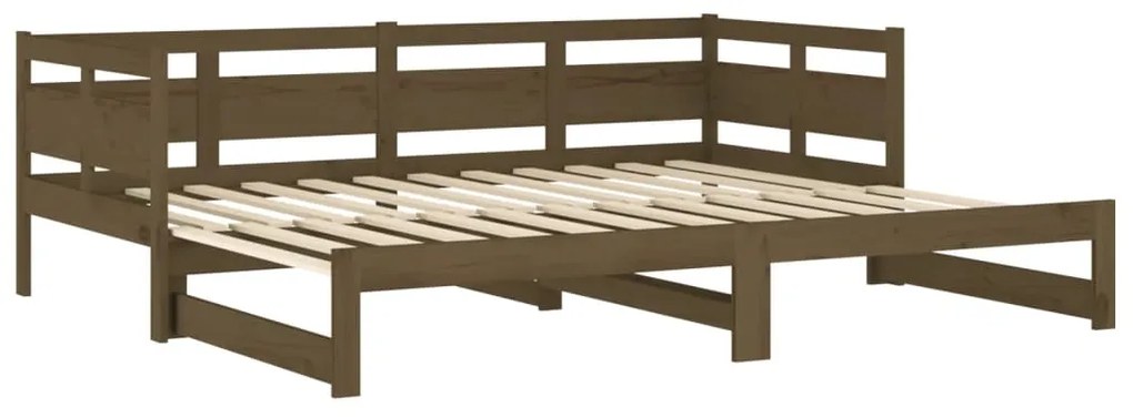 Sofá-cama puxar pinho maciço castanho mel 2x(80x200) cm