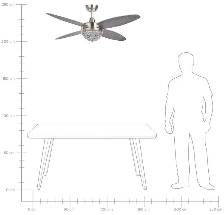 Ventoinha de teto prateada e cinzenta com luz LED ZARQA Beliani