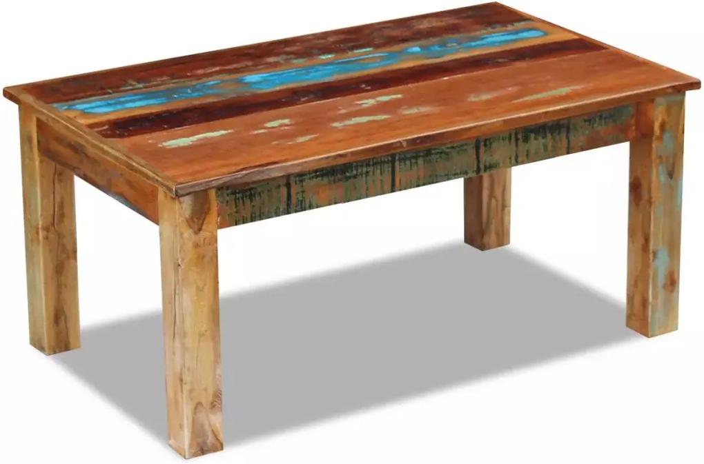 Mesa de centro sólida madeira reciclada 100x60x45 cm