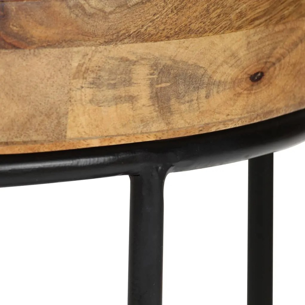 Mesa de centro madeira de mangueira maciça e aço 50x40 cm