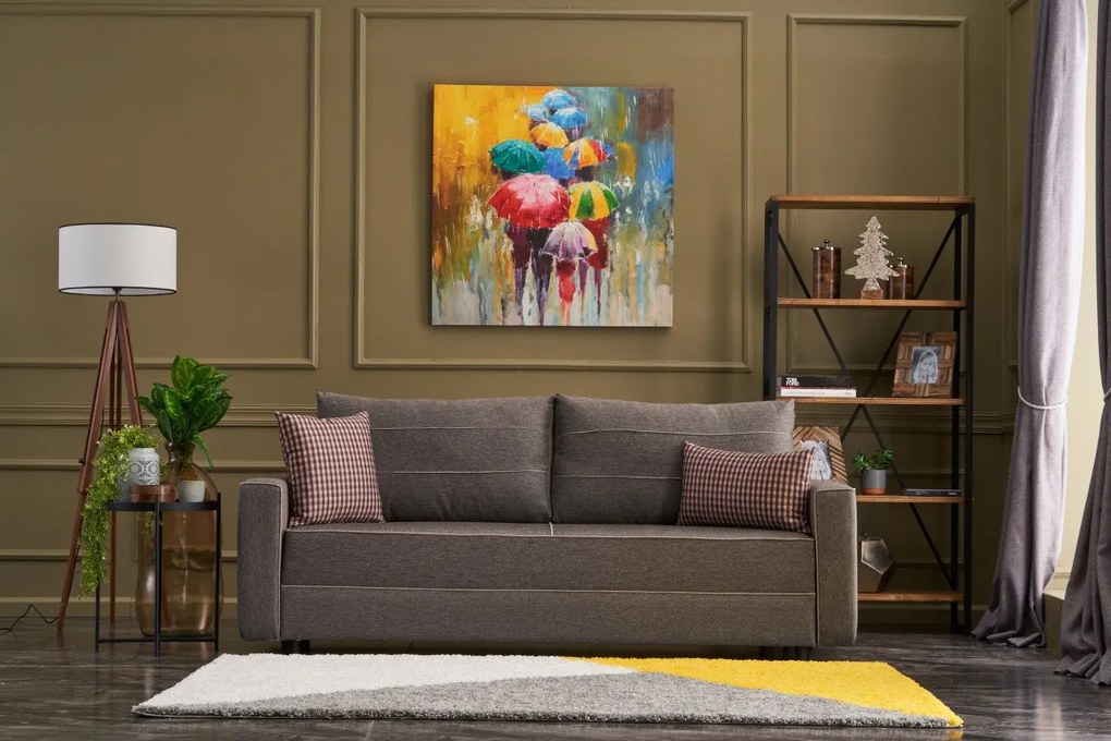 Sofá-Cama de 3 Lugares Ece – Castanho – 215x88x90 cm