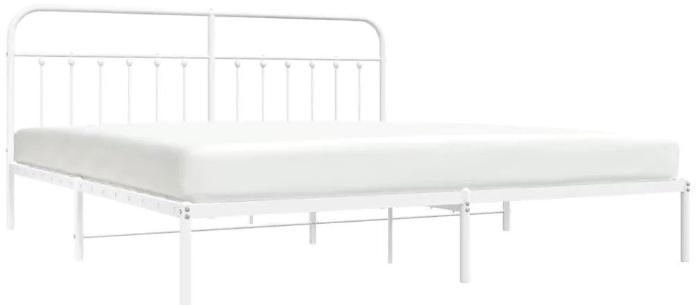 Estrutura de cama com cabeceira 193x203 cm metal branco