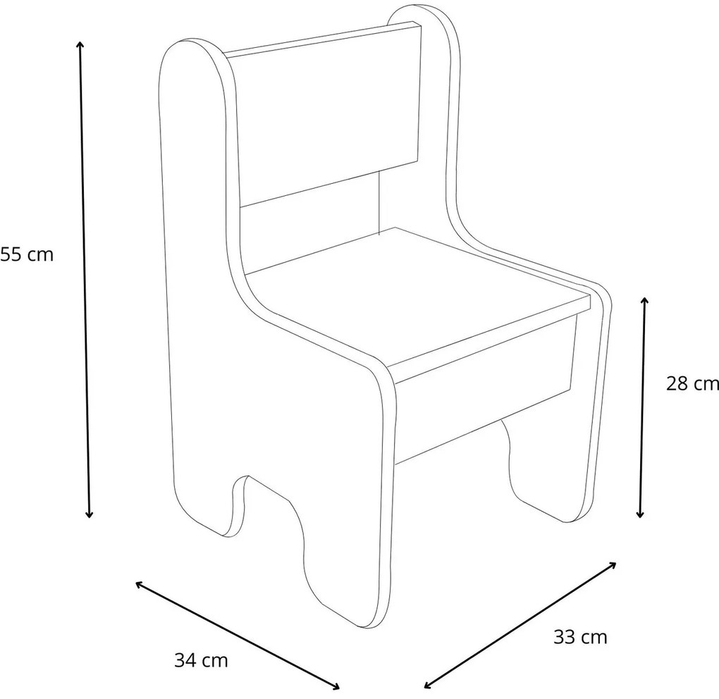Conjunto de mesa e cadeira para crianças - branco/carvalho dourado artesanal