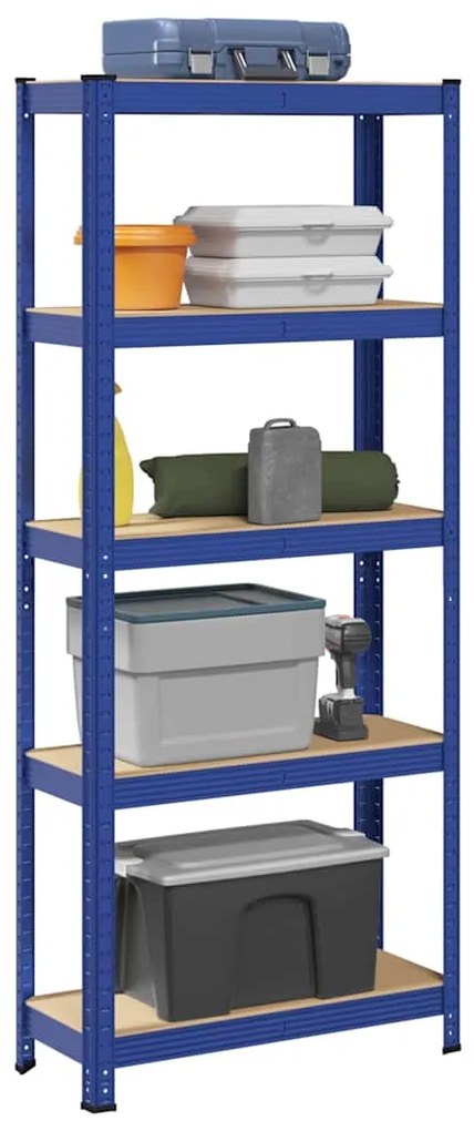 5-Layer Storage Shelf Blue Steel&amp;Madeira de engenharia