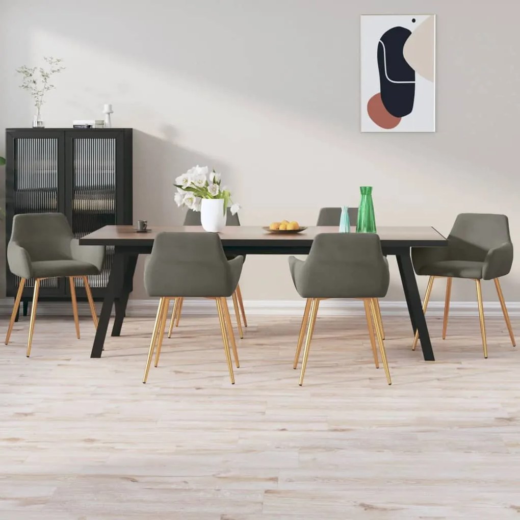 vidaXL Cadeiras de jantar 6 pcs veludo cinzento-escuro