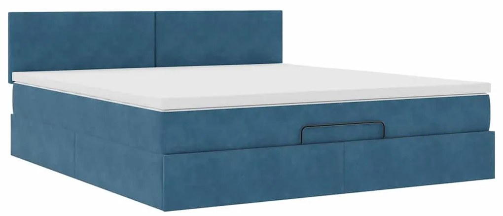 Estrutura de cama otomana com colchão 160x200 cm azul escuro