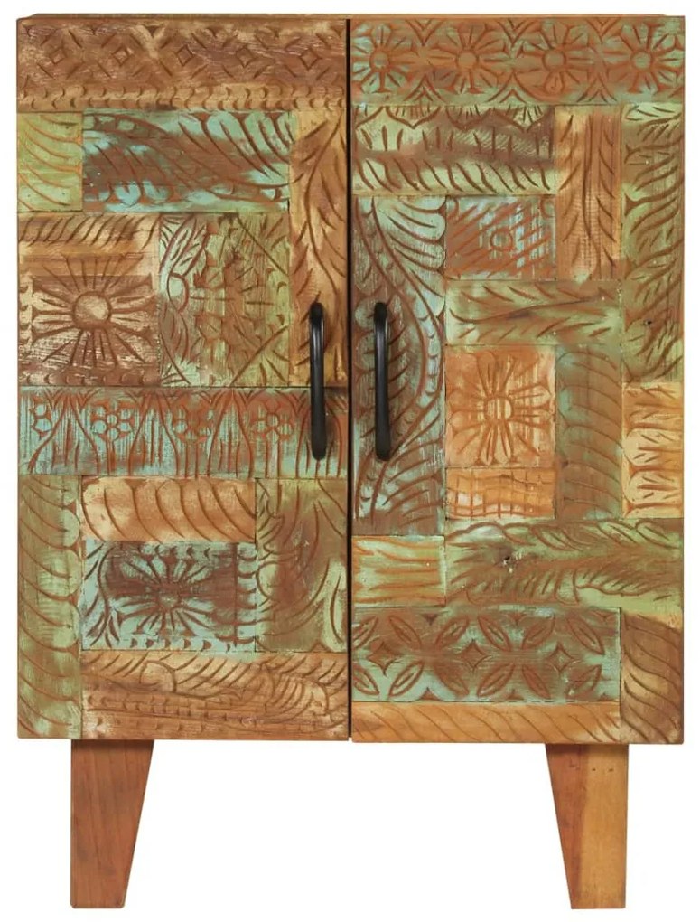 Aparador esculpido à mão 55x30x75 cm madeira recuperada maciça