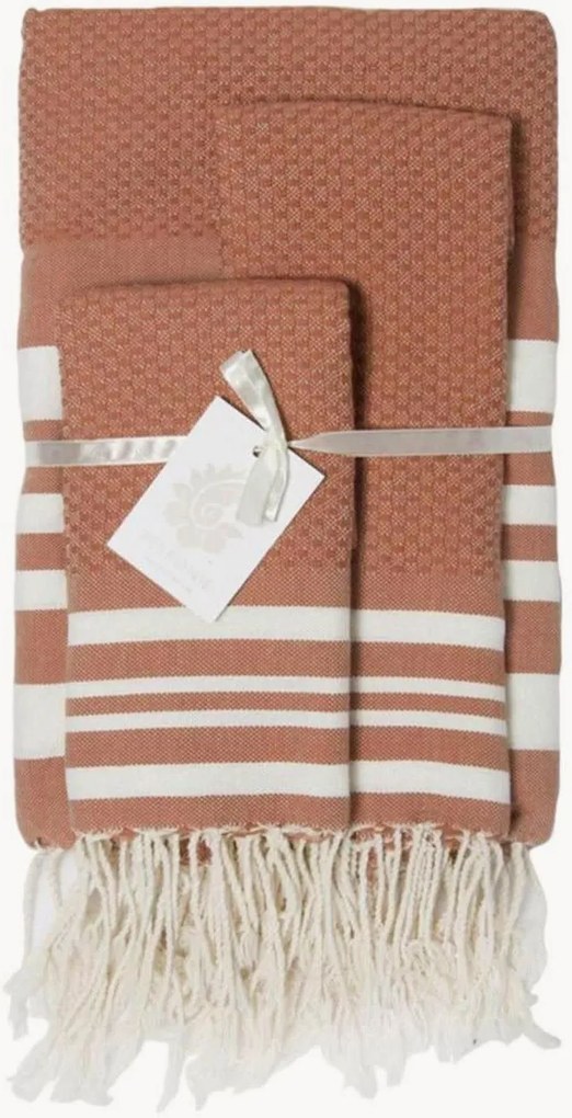 Conjunto de toalhas artesanal em algodão favo de mel Hamptons, conjunto de 3