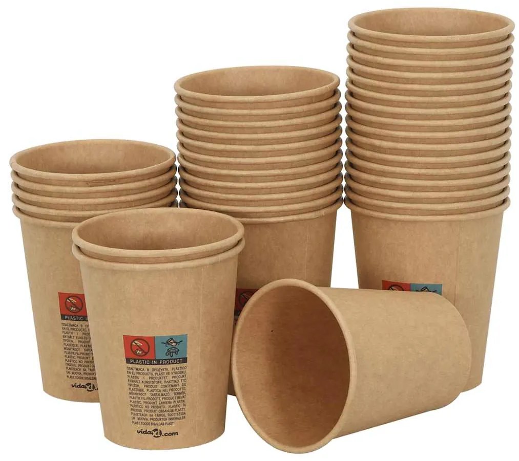 Copos de café de papel 1000 pcs 8oz 200ml castanho