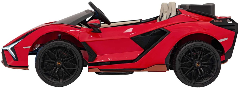 Carro elétrico para Crianças 2 Lugares Lamborghini SIAN 24V 4x4 Rodas Espuma EVA, Assento couro ecológico Vermelho