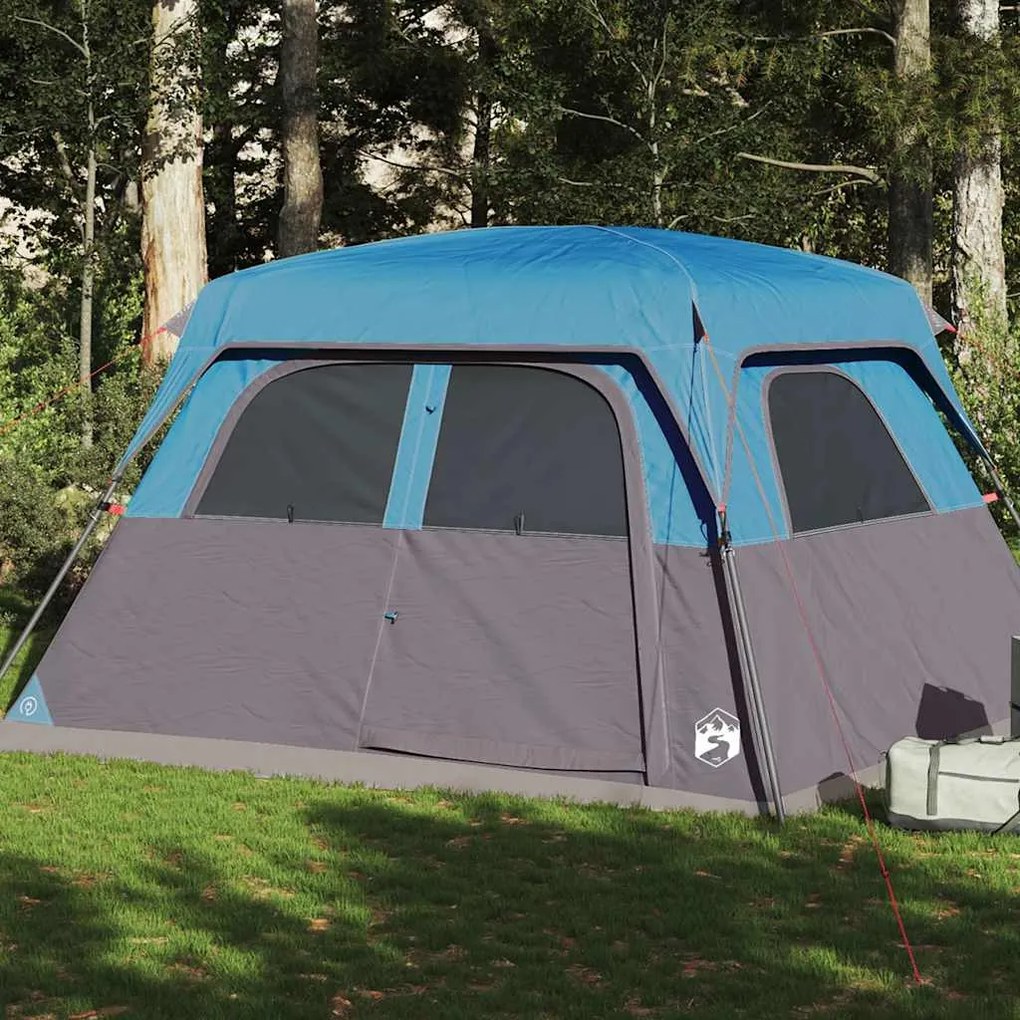 vidaXL Tenda familiar estilo cabana para 6 pessoas impermeável azul