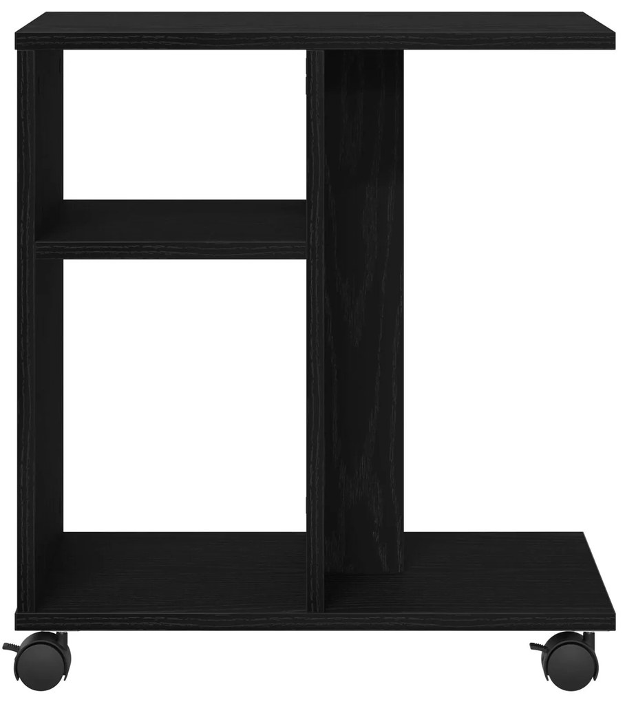 Mesa de Apoio com Rodas em Carvalho Preto 50x30x55 cm em Madeira Ingen