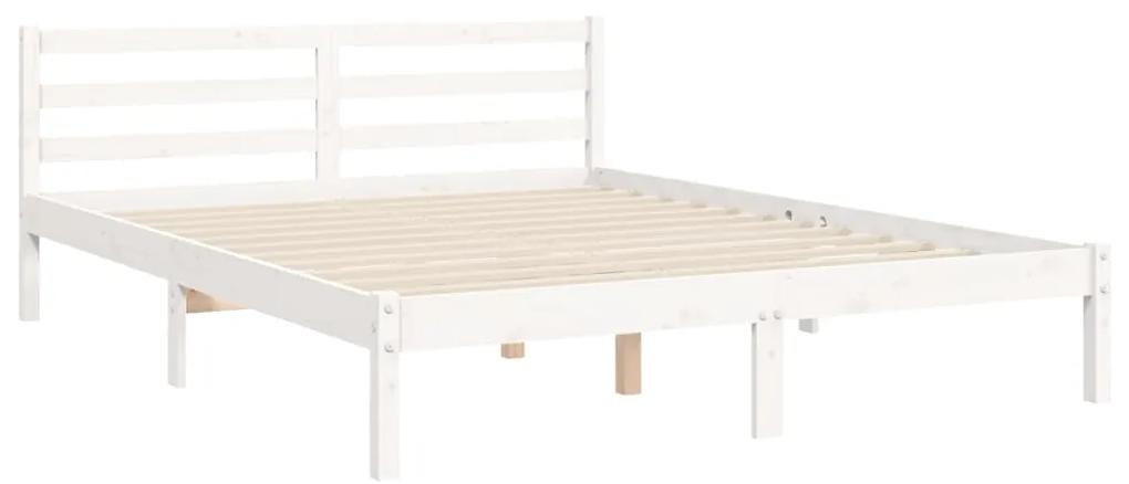 Estrutura de cama King Size com cabeceira madeira maciça branco