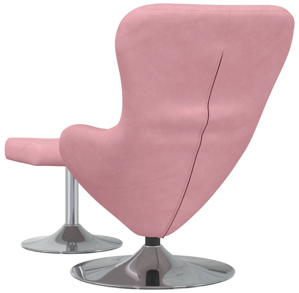 Cadeira de Ovo vidaXL com Puff Veludo Rosa