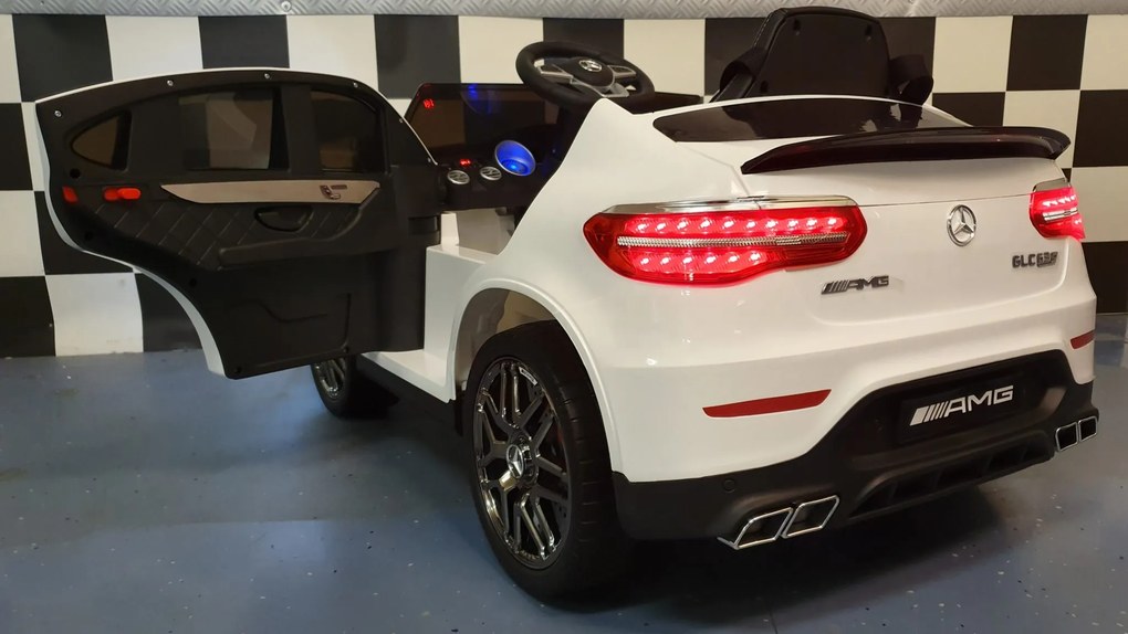 Carro eléctrico Infantil crianças 2 a 6 anos 12V 4x4 Mercedes AMG GLC 12 V Pneus Borracha branco