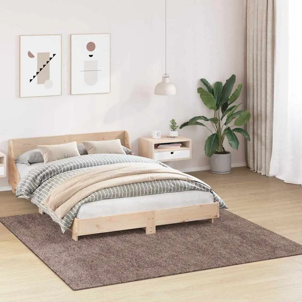 Tapete Shaggy vidaXL com Base de Látex Castanho 200x200 cm