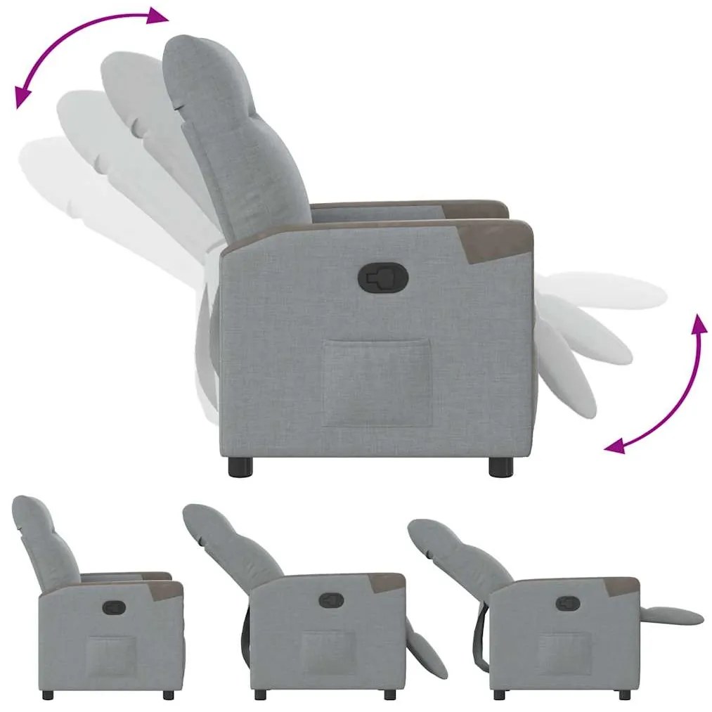 Poltrona reclinável tecido cinzento-claro