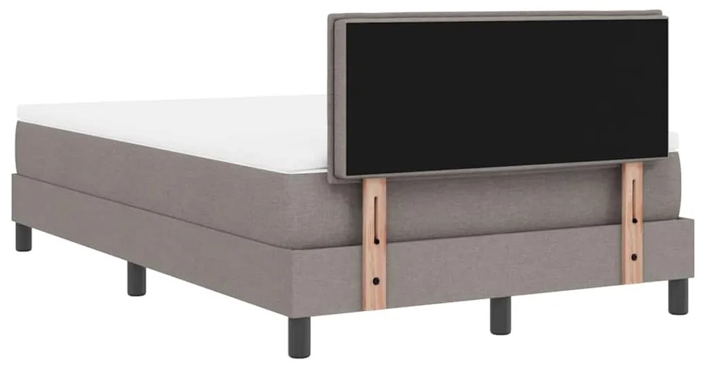 Cama Box Spring com Colchão &amp; LED Taupe 120x190 cm Tecido