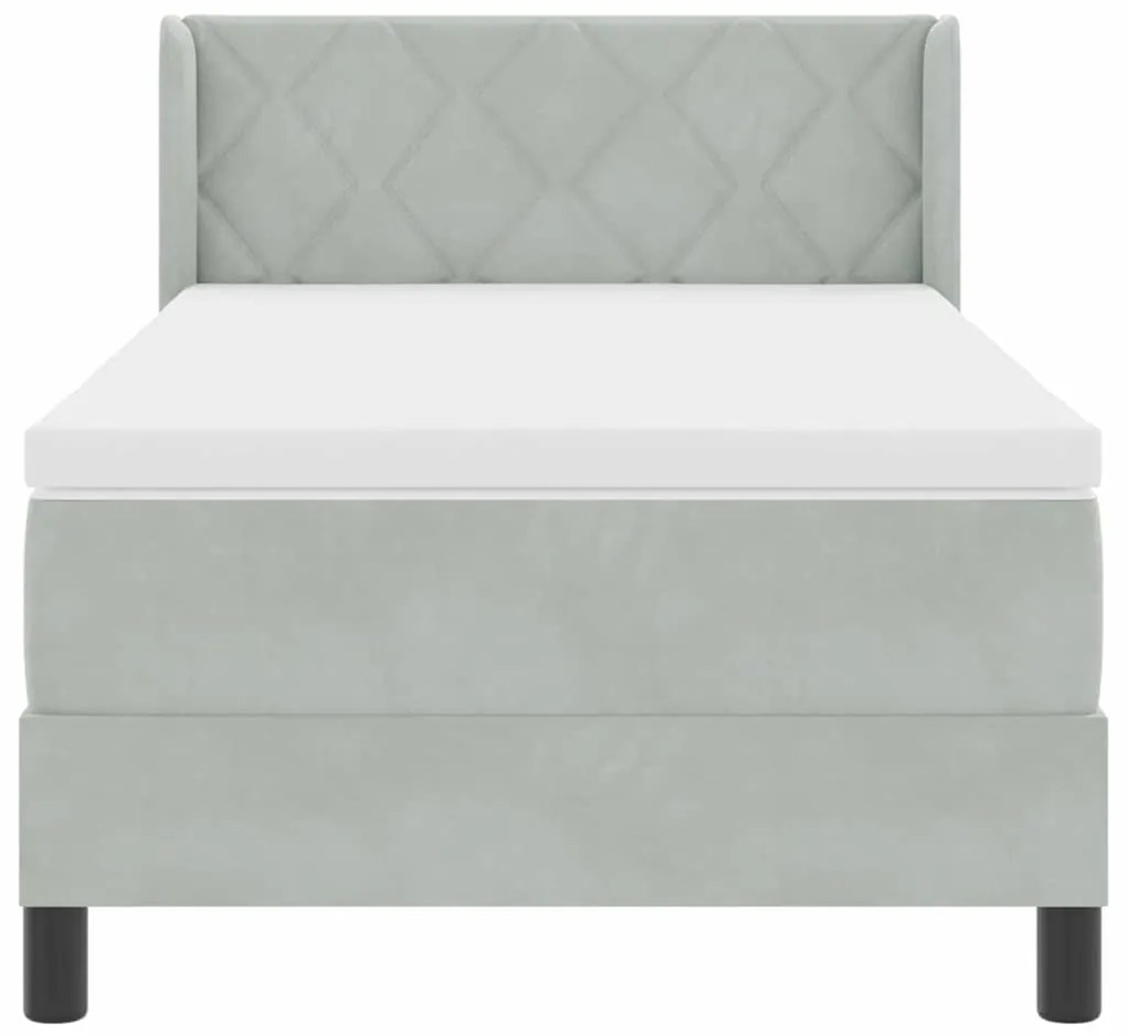 Cama Box Spring com Colchão VidaXL Cinza Claro 90x200 cm Veludo
