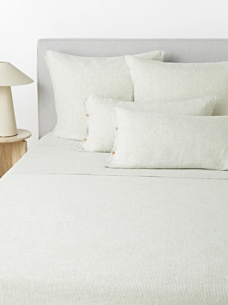 Lençol em linho lavado com riscas finas Rinna