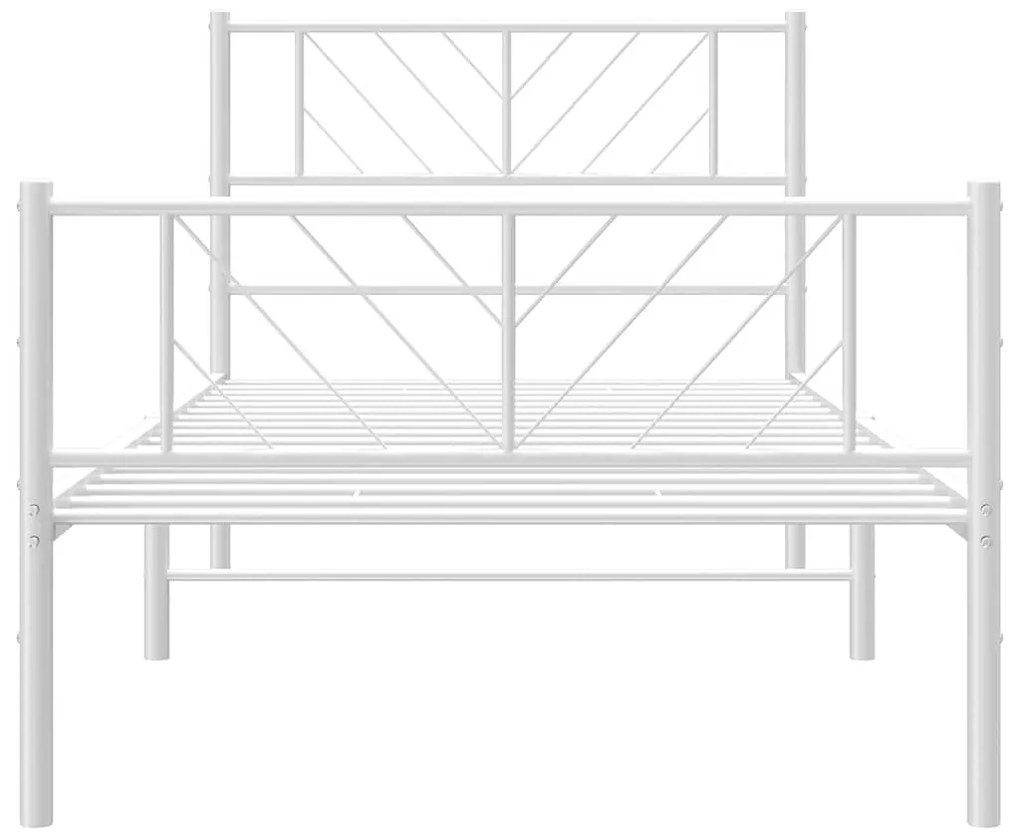 Estrutura de cama com cabeceira e pés 100x200 cm metal branco