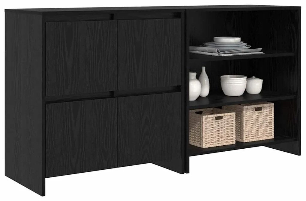 Buffet 2 pcs Carvalho preto 70 x 41 x 75 cm Madeira processada