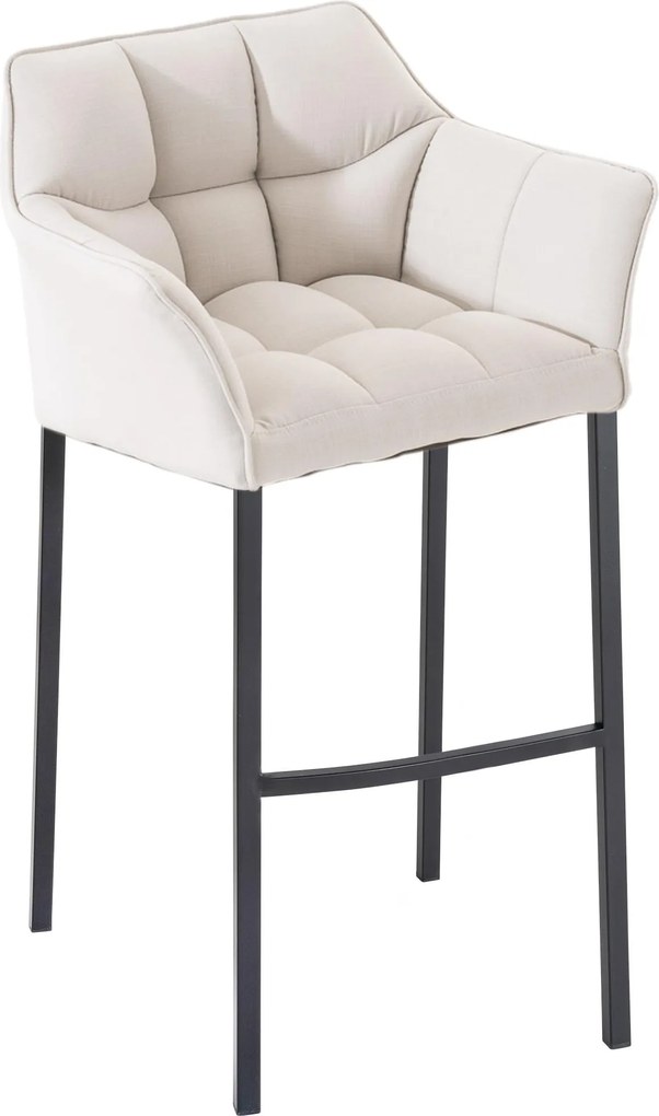 Banco de bar Damaso em tecido e com estrutura preta 64 x 110 x 48 cm Branco