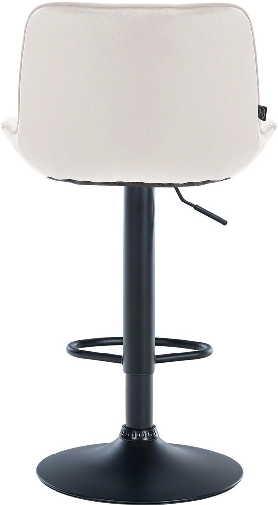 Banco alto em veludo com estrutura preta 85-106 x 49 x 51 cm cor creme