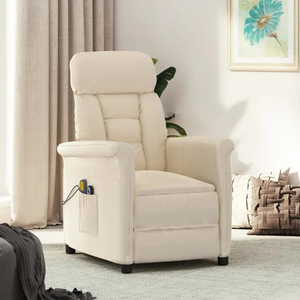 vidaXL Poltrona de massagens elétrica microfibra bege