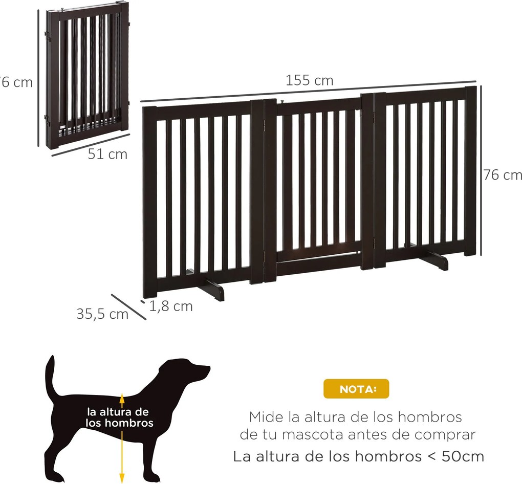 PawHut Barreira para Cães de Madeira Barreira para Animais de Estimaçã