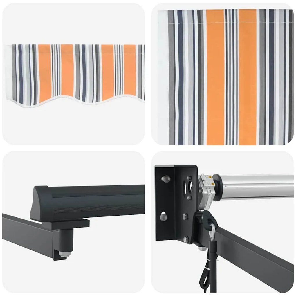 Toldo Retrátil Automático Listras Multicoloridas 500x300 cm