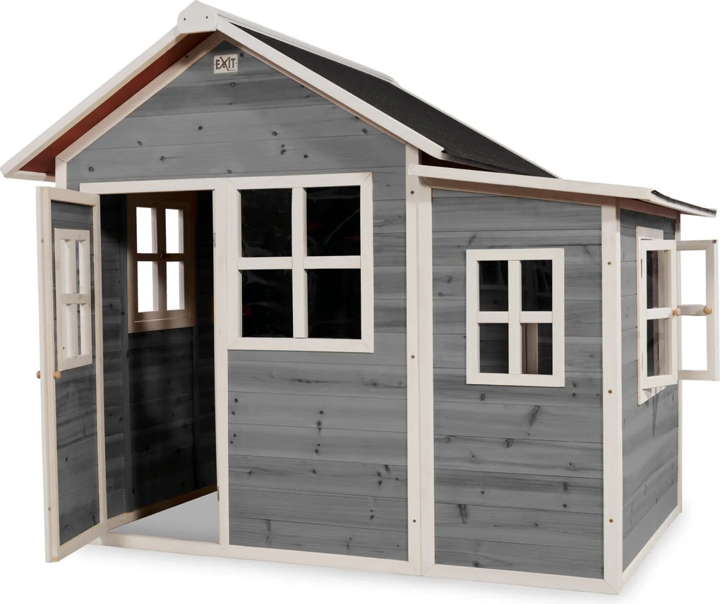 Casa de brincar infantil exterior para crianças Loft 150 em madeira - Cinzenta