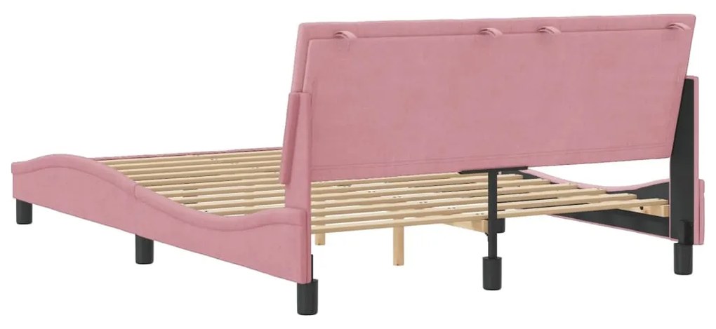 Estrutura de cama c/ cabeceira 140x200 cm veludo rosa