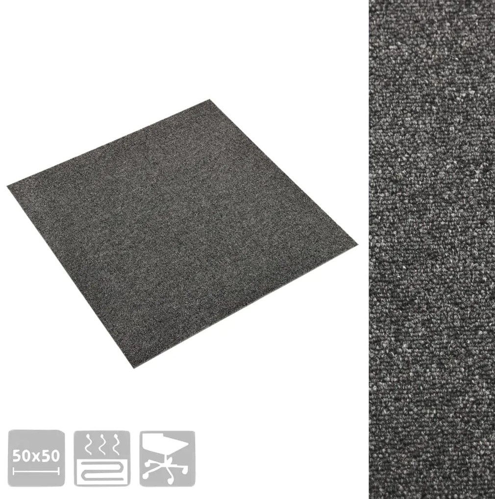 Ladrilhos carpete para pisos 20 pcs 5 m² 50x50 cm antracite