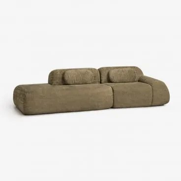 Sofá Modular De Canto Em 2 Peças Com Chaise Longue À Esquerda Em Chenille Embalado A Vácuo Mérida Chenille Grossa Verde Sálvia - Sklum